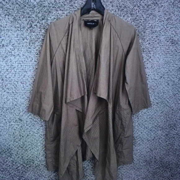 Lightweight Draped Brown Open-Front Jacket - Picture 8 of 8